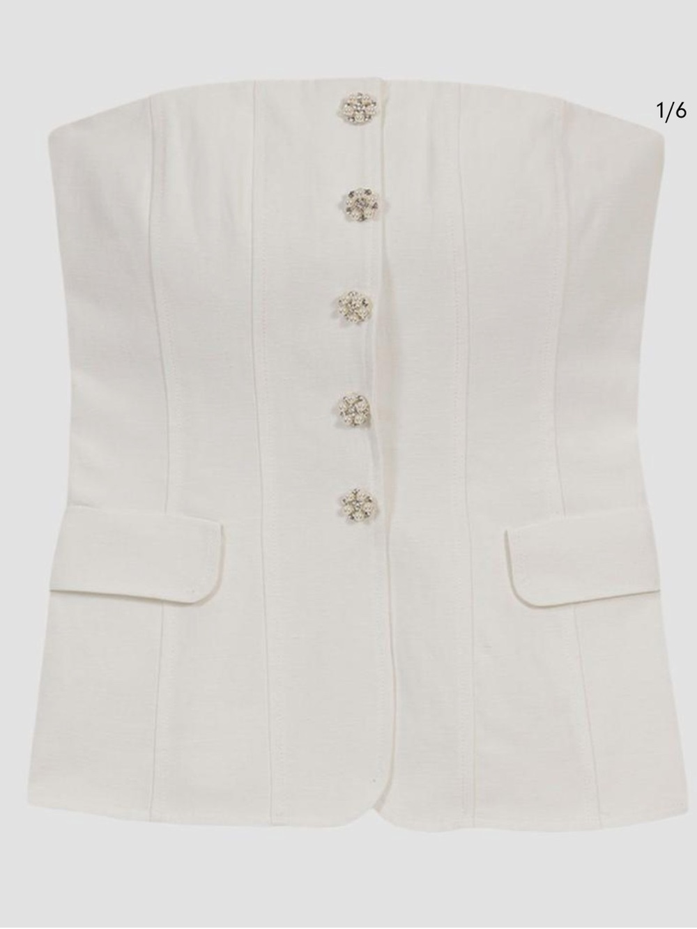 Maje Livalu Strapless linen blend top
